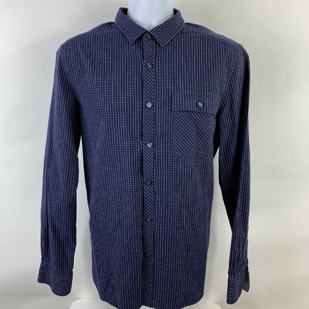 COPY - Kenneth Cole Button Down Shirt Mens Large Long Sleeve Blue Check Busines…